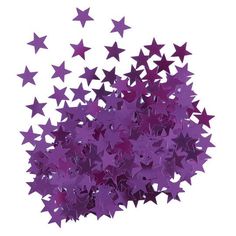 purple stars are scattered in the air on a white background