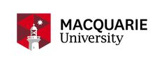 the logo for macquaie university with a tower in the middle and stars above it