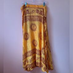 Never Worn Long Om Symbol Wrap Skirt Hemp Clothes, Hemp Clothing, Om Symbol, Wrap Skirt, Womens Skirt, Product Description, Skirt, Yellow, Women Shopping