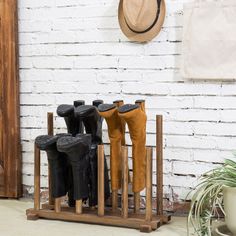 Dark Brown Wood Boot Rack, For 6 Pairs-MyGift Boot Organization, Boot Rack, Boot Storage, Boot Stand, Wellington Boot, Whitewash Wood, Bench With Shoe Storage, Shoe Organizer, Wood Construction