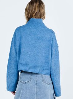 Knit sweater    Turtle neck, drop shoulder  Good stretch, unlined  65% wool 35% polyester    Cold hand wash Friday Outfit, Fleece Dress, Sweatshirt Set, Outerwear Outfit, Winter Fits, Loungewear Sets, Denim Midi Skirt, Sweaters Online, Knit Sweatshirt