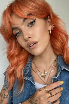 Hairstyle For Thick Hair, E Girl Hairstyles, Hair Colour Trends, Peach Hair Colors, Natural Hair Growth Remedies, Autumn Hair, Creative Hair Color, Peach Hair, Colour Trends