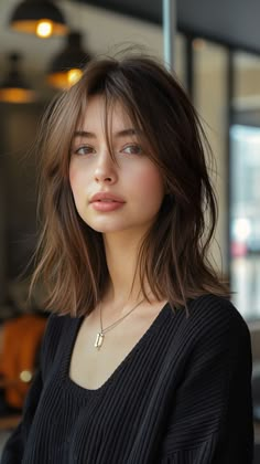 Feel Amazing: 24 Long Layered Bob Haircuts and Styles Haircut Inspiration Layers, Wispy Lob, Hair For Medium Length Haircut Straight, Short Hair Layer Curtain Bangs, Shoulder Length Layered Straight Hair, Layers On Short Hair Straight, Lob No Bangs, Midi Flick Haircut, Medium Hair Styles Color