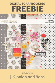 a book cover with the title, digital scrapbooking freebie by j conlon and sons