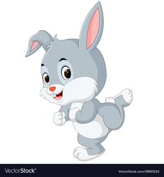 cartoon rabbit running on white background