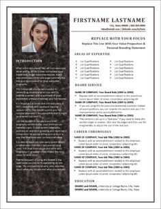 a professional resume template with an image on the front and back cover, in black