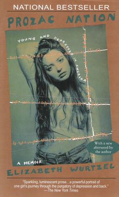 a book cover with an image of a young woman's face and the words prozac nation