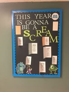 this year is going to be a scream scram poster on the wall in an office