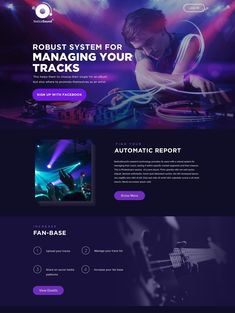 the landing page for an electronic music band, which is designed to look like a concert venue