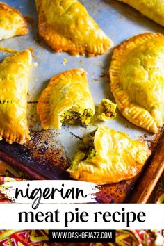 an image of some meat pies on a baking sheet with the words vegetarian meat pie recipe