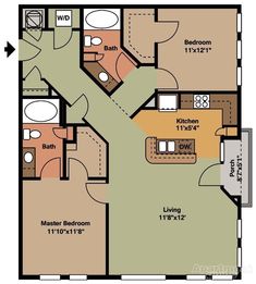 the floor plan for a two bedroom apartment