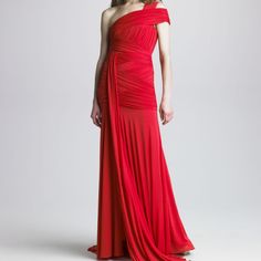 Halston Heritage One Shoulder Bandage Gown Size M Color: Lighter Red Brand New Amazing Dress. Zipper On The Side. #19093330 If In Doubt Please Ask! Red Pre-draped Maxi Dress, Red Pre-draped Dress With Fitted Bodice, Elegant Red Draped Maxi Dress, Red Dress With Ruched Bodice For Gala, Red Gala Dress With Ruched Bodice, Red Pre-draped Maxi Dress For Evening, Pre-draped Red Maxi Dress For Evening, Elegant Red Ruched Gown, Red Cocktail Evening Dress With Ruched Bodice