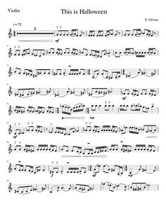 sheet music with the words violin 1 this is halloween