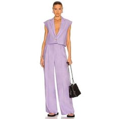 New ! Size Xs Waist 25 In Inseam 31.5 In Self: 100% Linen Lining: 100% Viscose Made In Romania Hand Wash Zip Fly With Button Closure Side Seam Pockets Back Welt Pockets Linen Fabric Item Not Sold As A Set 992 Loulou Studio Baiyan Pants Lavender Purple Linen Wide Leg Xs Nwot $391 Purple Linen Outfit, Lavender Jumpsuit, Purple Cotton Wide Leg Pants, Luxury Purple Wide Leg Pants, Elegant Wide-leg Purple Pants, Elegant Purple Wide-leg Pants, Purple Relaxed Fit Wide-leg Pants, Linen Clothes, Linen Fabric