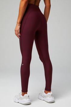 Cold Weather High-Waisted Legging Fabletics Merlot female Activewear >> Womens >> Bottoms >> Leggings >> Full Length regular Training Cherry Leggings, Maroon Leggings Outfit, Cold Weather Leggings, Leggings Colorful, Female Activewear, Leggings Outfit Casual, Maroon Pants, Maroon Leggings, High Waisted Black Leggings