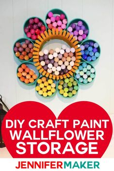 a heart shaped flower made out of crayons with the words diy craftpaint wallflower storage