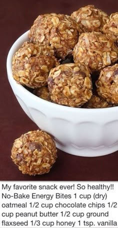 a bowl filled with oatmeal energy bites