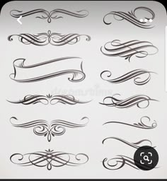 a set of calligraphic design elements