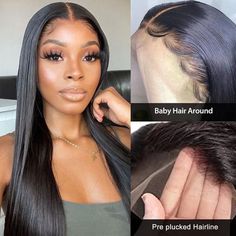 13x6 Lace Front Wigs Human Hair For Black Woman 16 Inch Straight Lace Front Wigs Human Hair Glueless Hd Lace Front Wigs Human Hair Pre Pluced Hd Transparent Lace Straight Wig, #Ad #advertisement, Glueless Wig