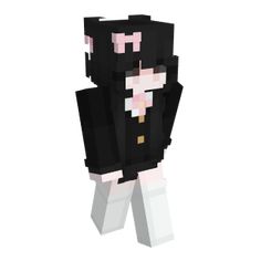 a black and white minecraft character standing in front of a white background with text that reads,