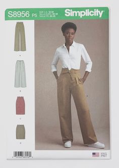 an image of a woman's pants and shirt in the sewing book simplicity