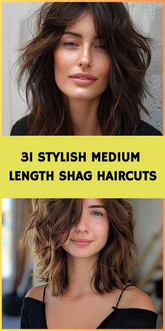 Elevate your style game with a medium length shag haircut that's both modern and timeless. Choose from 31 stunning variations to find your perfect match. These versatile cuts work wonders on all hair types, adding texture and dimension to your locks. Embrace the effortless chic of a shag and enjoy a fresh, youthful appearance. Medium Length Shag Haircuts No Bangs, Shoulder Length Shag Haircut, Mid Length Shag, Medium Length Shag Haircuts, Medium Length Shag, Layers Bangs, Medium Shaggy Hairstyles, Medium Shag