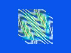 a blue background with an image of wavy lines in the shape of a rectangle