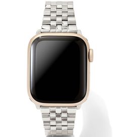 From Kendra Scott&#x2C; the Women's Alex 5 Link Stainless Steel Bracelet Apple Watch Band features:Stainless steelButterfly clasp closure Compatible with Apple Watch® Series 1-8 and any Samsung Galaxy Watch® with 20mm strapsIncludes 2 sets of end links&#x2C; each compatible with the 2 different sizes of watch head sizes respectivelyStrap width 20mm tapers to 16mmStrap length 6.97" - 5.55"Imported. Formal Silver Apple Watch Band With Polished Finish, Classic Silver Apple Watch Band With Polished Finish, Classic Silver Apple Watch Band With Bracelet Strap, Accessories Watches Women, Bracelet Apple Watch Band, Bracelet Apple Watch, Samsung Galaxy Watch, Apple Watch Series 1, Apple Watch Band