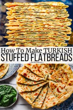 how to make turkish stuffed flatbreads with spinach and cheese on the side