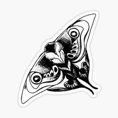 a black and white drawing of a butterfly on a white background sticker with the words,