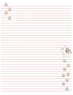 a notepad with a dog and paw prints on it