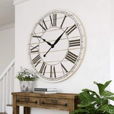 PRICES MAY VARY. Oversize Shiplap Wall Clock - 48"h X 48"w 1.5"d White Farmhouse Traditional Round Wood Finish Roman Numeral Display Design/Look : Farmhouse, Traditional. Material : Wood. Type : Wall. Finish : Wood Finish. Feature : Roman Numeral Display. Color : White. Indoor-outdoor : Indoor Only. Number type : Arabic-Standard Product Size: : 105.0 In. X 48.0 In. X 48.0 In. ✔️Please notify us directly of any concerns with intellectual property, copyright, trademarks, or patents. We take this v Farmhouse Wall Clocks, Farmhouse Wall Clock, Shiplap Wall, Wall Clocks Living Room, Clock Living Room, Oversized Wall Clock, Inspire Me Home Decor