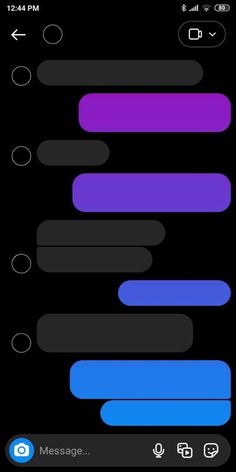 an iphone screen with the message messages displayed in different colors and shapes, including blue, purple