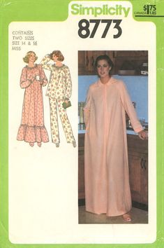 Simplicity 8773 Lace-Trimmed Nightgown & Pajama Top & Pants Sz 14-16 COMPLETE Peasant Blouses Pattern, Long Nightgown, Kwik Sew, Nightgowns For Women, Couture Vintage, Pajama Robe, Simplicity Sewing Patterns, Sewing Pattern Sizes, Buy Fabric