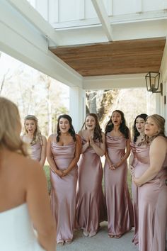 Dusty Rose & White Wedding Bridesmaids Reaction Old Rose Bridesmaid Dress, White Wedding Bridesmaids, Rose Quartz Dress, Classic Gown, Blush Wedding Colors, Blush Pink Bridesmaid Dresses, Wedding Tux, Dusty Rose Bridesmaid Dresses