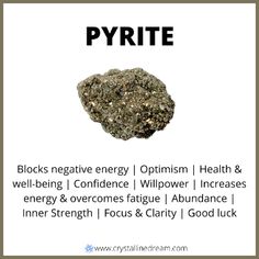 Discover the properties of Pyrite crystal and how this stone can benefit your energetic well-being by promoting more confidence, optimism, and abundance. Energy And Motivation, Fools Gold, More Confidence, Crystal Properties, Pyrite Crystal, Crystals Stones, Energy Stones, Crystal Meanings, Inner Strength