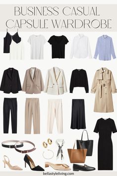 Parisian Office Style Work Outfits, Business Casual Capsule Wardrobe, Business Casual Capsule, Casual Capsule Wardrobe, Wardrobe For Women, Workwear Capsule Wardrobe, Minimalist Wardrobe Capsule, Workwear Capsule