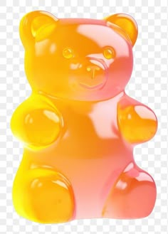 an orange and yellow teddy bear on a transparent background