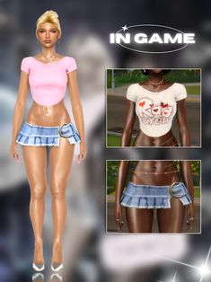 an image of a woman in a short skirt and t - shirt with the word n game on it