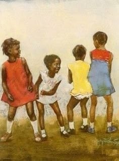 an oil painting of children playing with each other