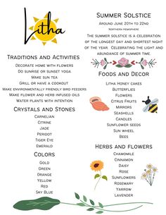 Litha correspondence - Celebrate the Summer Solstice this year. Save for later! Wheel Of Year, Litha Summer Solstice, Pagan Sabbats, Simmer Pot Recipes, Grimoire Pages