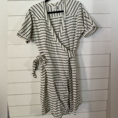 Linen Striped Dress. Full Wrap Style. 100% Linen. I Would Love To Keep It. It Is Just To Short So I Have Never Worn It! Striped Dress, Wrap Style, Gray White, Colorful Dresses, Mini Dress, Womens Dresses, Grey, How To Wear, Women Shopping