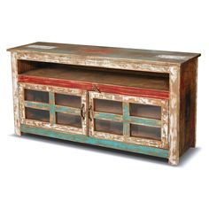 PREORDER La Boca Glass Door TV Stand - 55 - Crafters and Weavers Glass Door Ideas, Tv Stand With Glass Doors, Reclaimed Wood Tv Stand, Craftsman Style Furniture, Oak End Tables, Mexican Furniture, Wood Tv Console, Black Tv Stand, Rustic Tv Stand