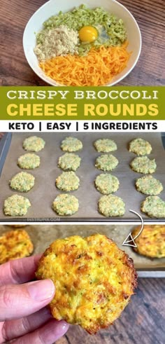 broccoli cheese rounds are being made with keto, easy ingredients and then baked in the oven