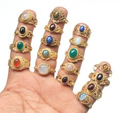 Assorted Gemstone Gold Plated Handmade Rings Jewelry Metal :- Gold Plated Over Brass Gemstone :- All Mix Shape :- All Mix Ring Size US :- 5 To 10 Mix Jewelry Metal, Handmade Rings, Jewelry Wholesale, Rings Jewelry, Gold Plated Rings, Multi Stone Ring, Multi Stone, Color Crystal, Wholesale Jewelry