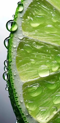 a slice of lime with water drops on it