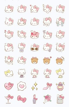 the hello kitty stickers are all different colors and sizes, but one is pink