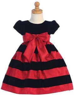 Girls Black Velvet and Flocked Red Taffeta Holiday Dress Christmas Dress Girls, Taffeta Skirt, Girls Holiday Dresses, Designer Baby Clothes, Sweater Dress Outfit, Childrens Clothing Boutique, Girls Christmas Dresses, Bodice Dress, Striped Skirt