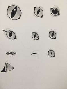 an image of different eyes drawn in black and white