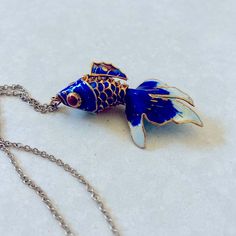 Gorgeous, Pre-Owned But Never Worn Vintage Blue Enamel Cloisonn Gold Vermeil Articulated Koi Fish Pendant Necklace. Perfect For Anyone Who Loves Vintage And Antique Jewelry, This Necklace Is A Must-Have. Pre-Owned But Never Worn! Comes With Pendant And Original Chain That Is Slightly Tarnished. See Pics For Measurements Of Pendant And Chain. Usps Priority Mail Shipping. Thank You So Much For Looking At My Items, Have A Great Day! Fish Accessories, Fish Pendant Necklace, Japanese Fish, Fish Jewelry, Gold Color Ring, Fish Necklace, Fish Pendant, Ocean Jewelry, Cloisonne Enamel